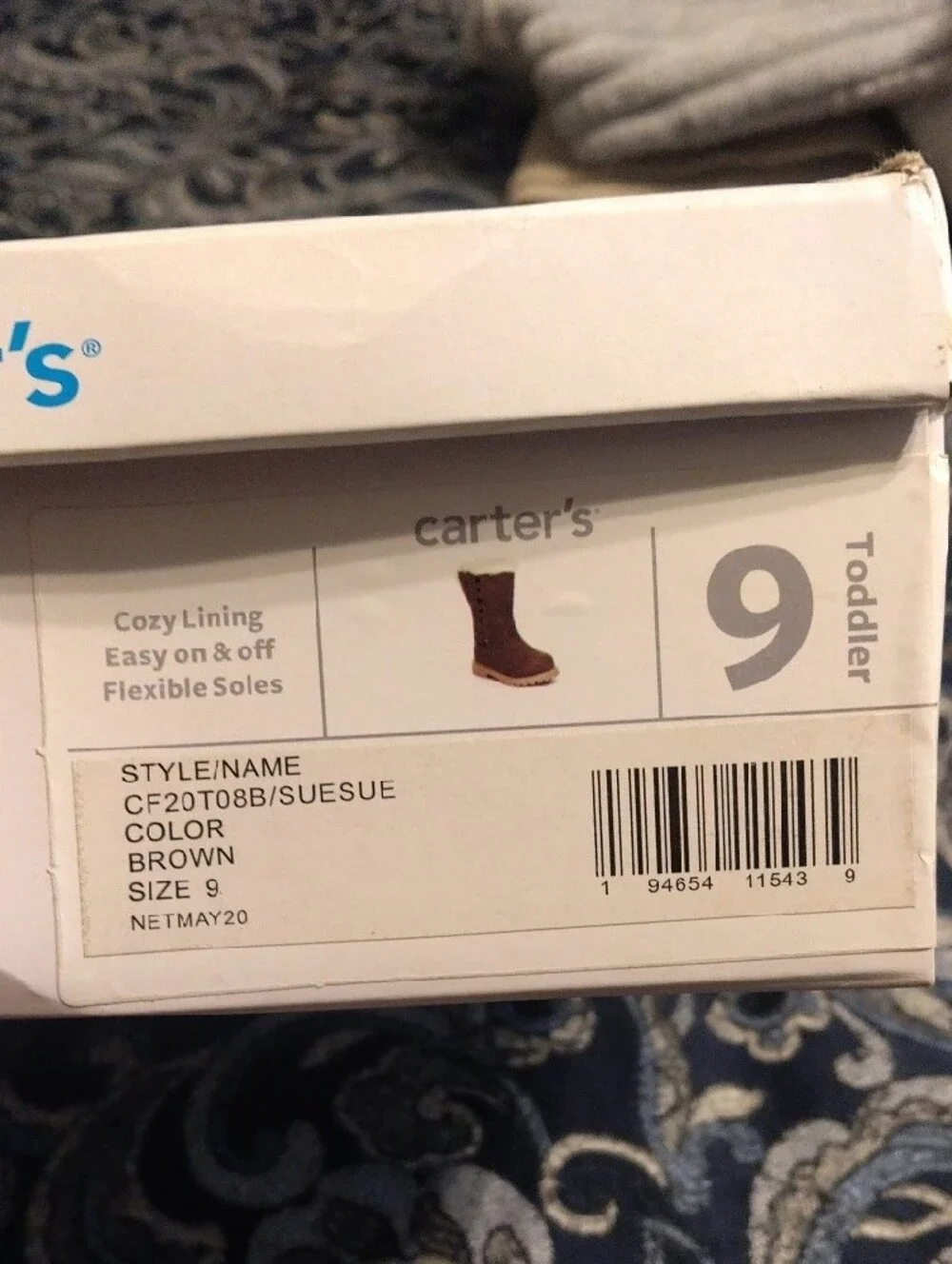 Carter's Taupe Girls Faux-Fur Tall Winter Boots with Heart Trim